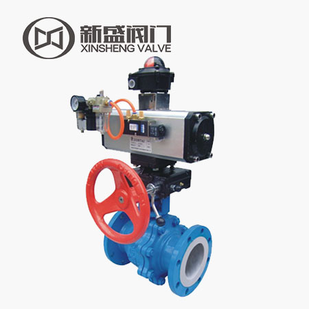 Fluorine-butterfly pneumatic flanged ball valves